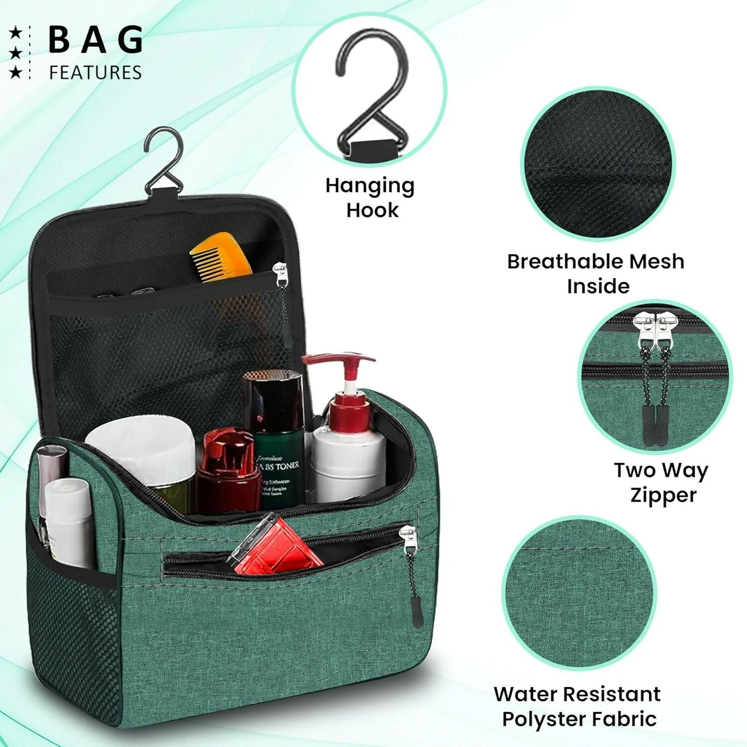 Cosmetic Utility Bag & Handle Duffel Toiletry for Women (Side-Handle ,Multi Colors)