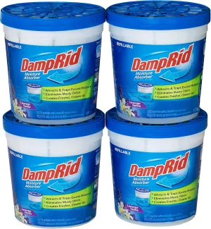 DampRid Lavender Vanilla Refillable Absorber Traps Moisture for Fresher, Cleaner Air, 4 Pack, Blue, 10.5 Ounces
