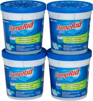 DampRid Pure Linen Refillable Absorber-10.5oz Traps Moisture for Fresher, Cleaner Air, 10.5oz cups - 4 pack, Blue, 4 Count