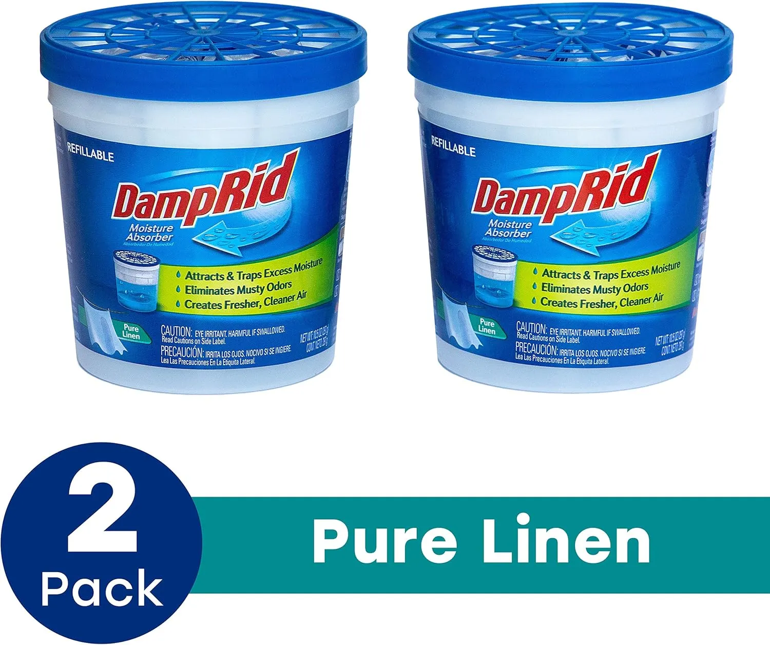 DampRid Pure Linen Refillable Moisture Absorber - 10.5oz cups - 2 pack – Traps Moisture for Fresher, Cleaner Air