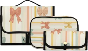 Doodle Colorful Bow Women Men Travel Cosmetic Bag, Toiletry Bag Set, Portable Hanging Organizer for Toiletries, Cosmetics, Brushes