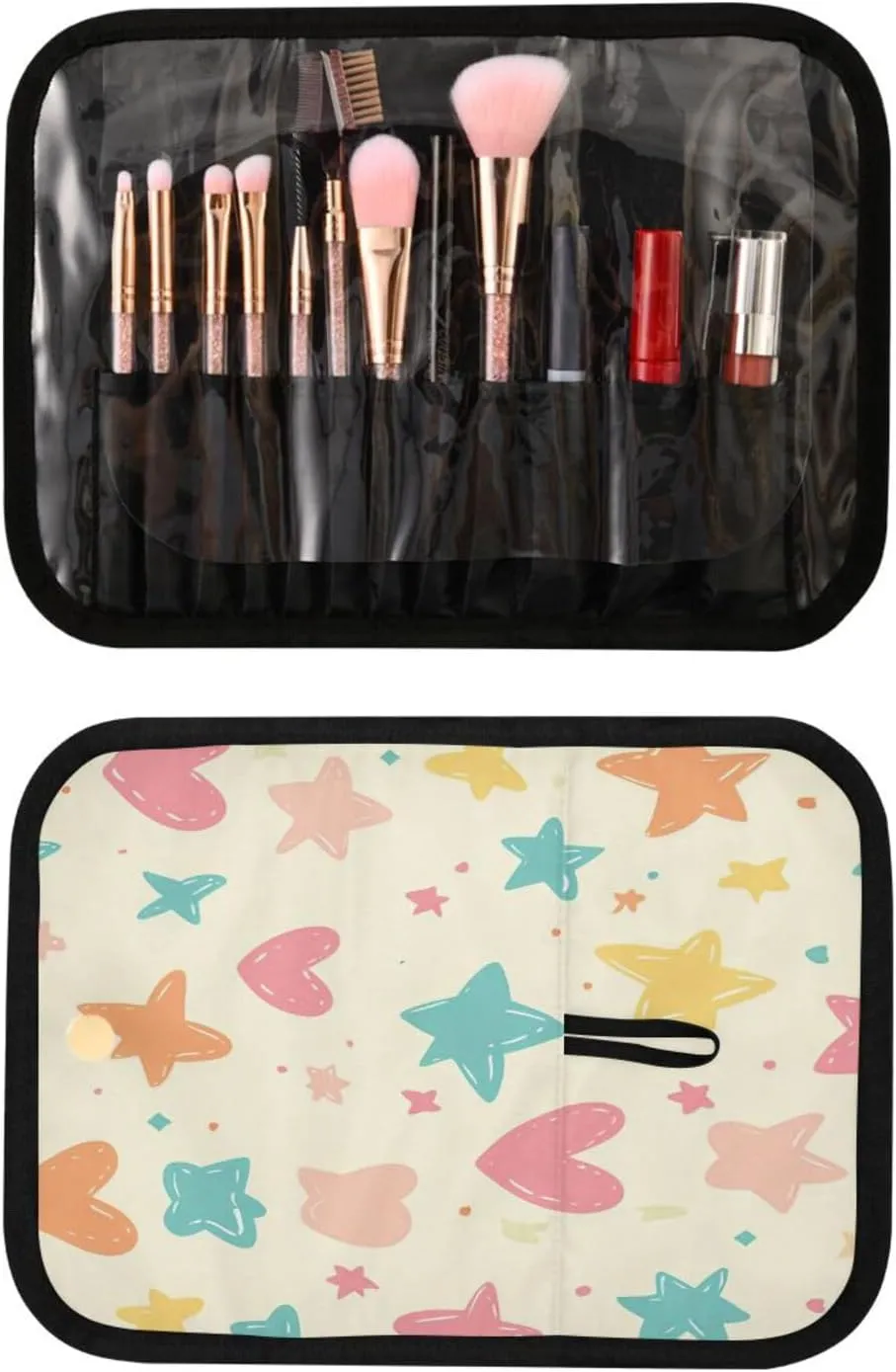 Doodle Heart and Stars Women Men Travel Cosmetic Bag, Toiletry Bag Set, Portable Hanging Organizer for Toiletries, Cosmetics, Brushes