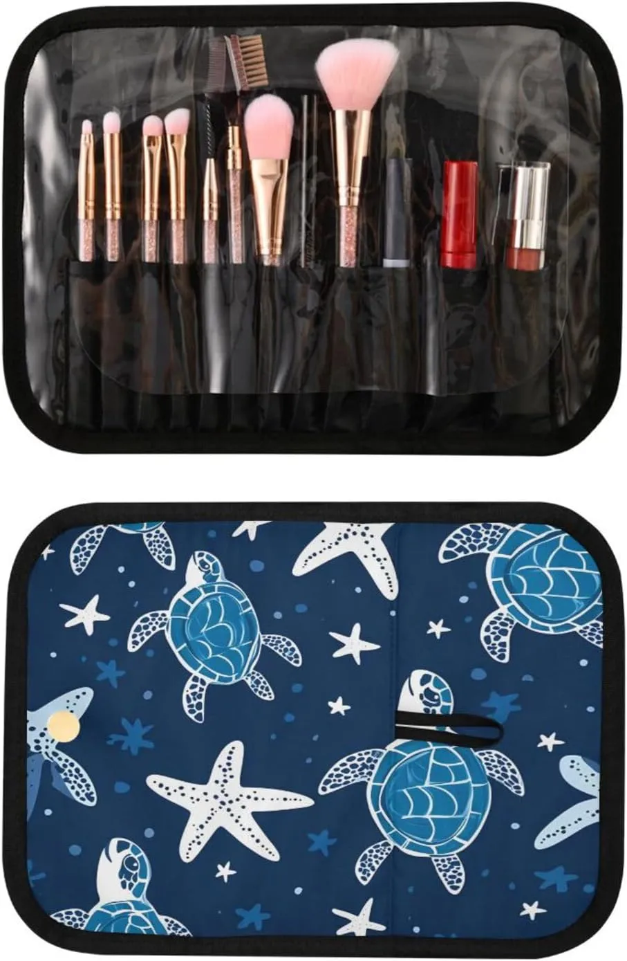 Doodle Turtle and Star Women Men Travel Cosmetic Bag, Toiletry Bag Set, Portable Hanging Organizer for Toiletries, Cosmetics, Brushes