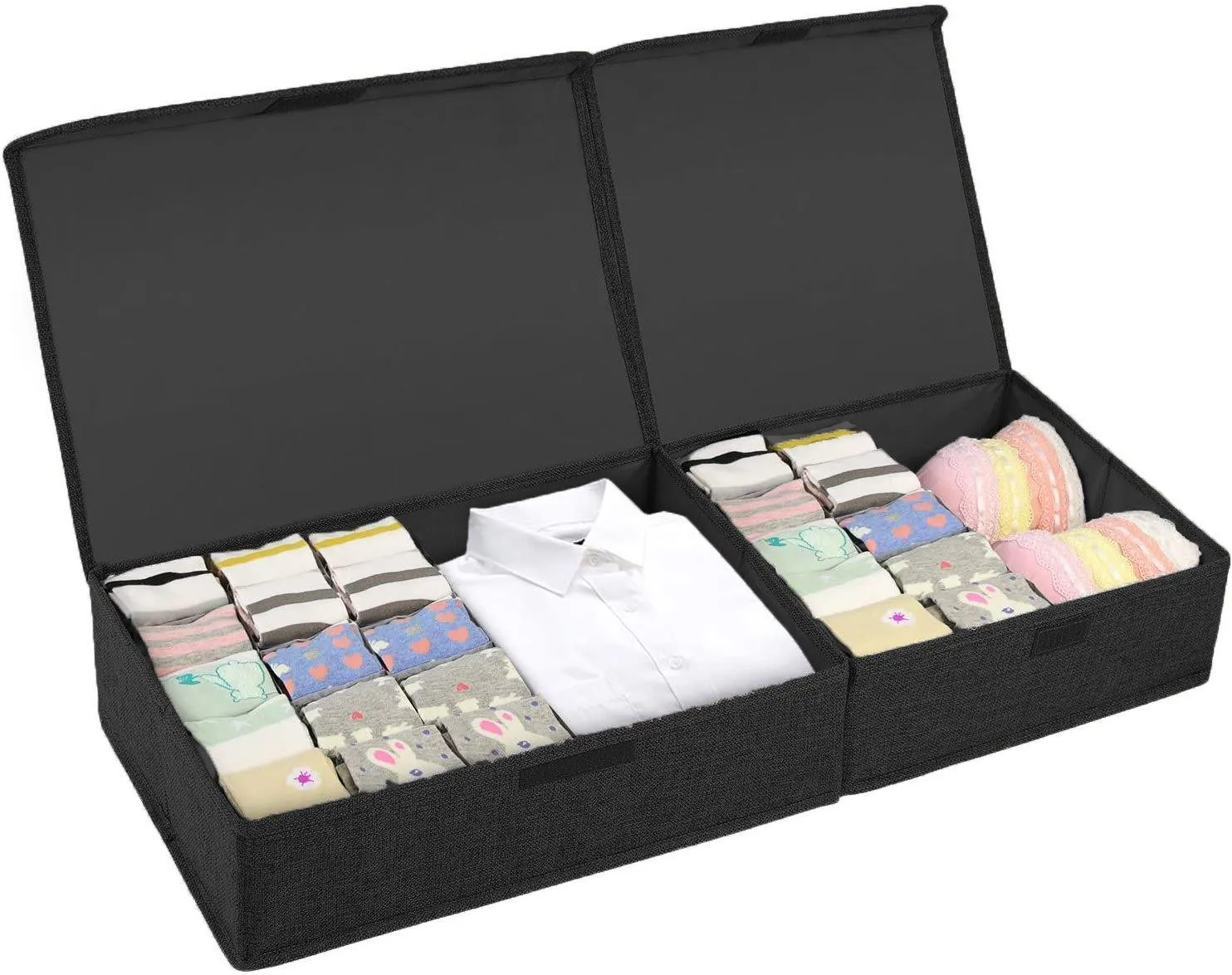 DOUBLE R BAGS Collapsible Drawer Organizer with Lid  (Black, 16 11)
