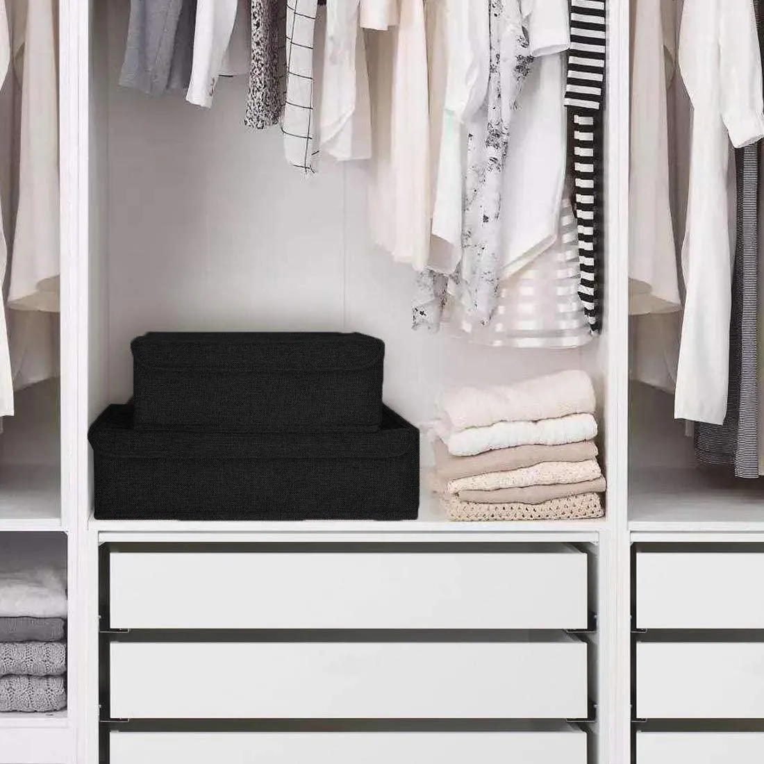 DOUBLE R BAGS Collapsible Drawer Organizer with Lid  (Black, 16 11)