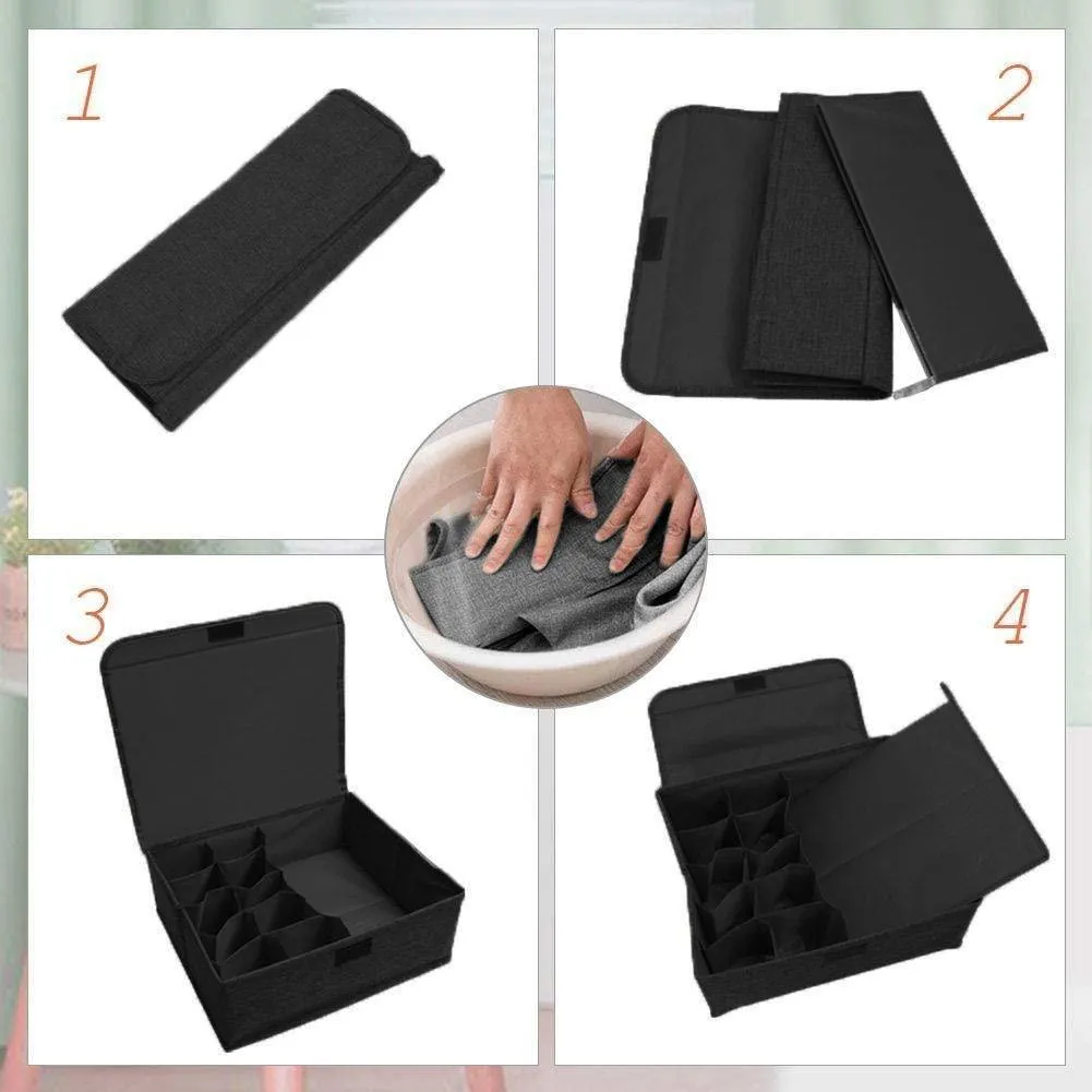 DOUBLE R BAGS Collapsible Drawer Organizer with Lid  (Black, 16 11)