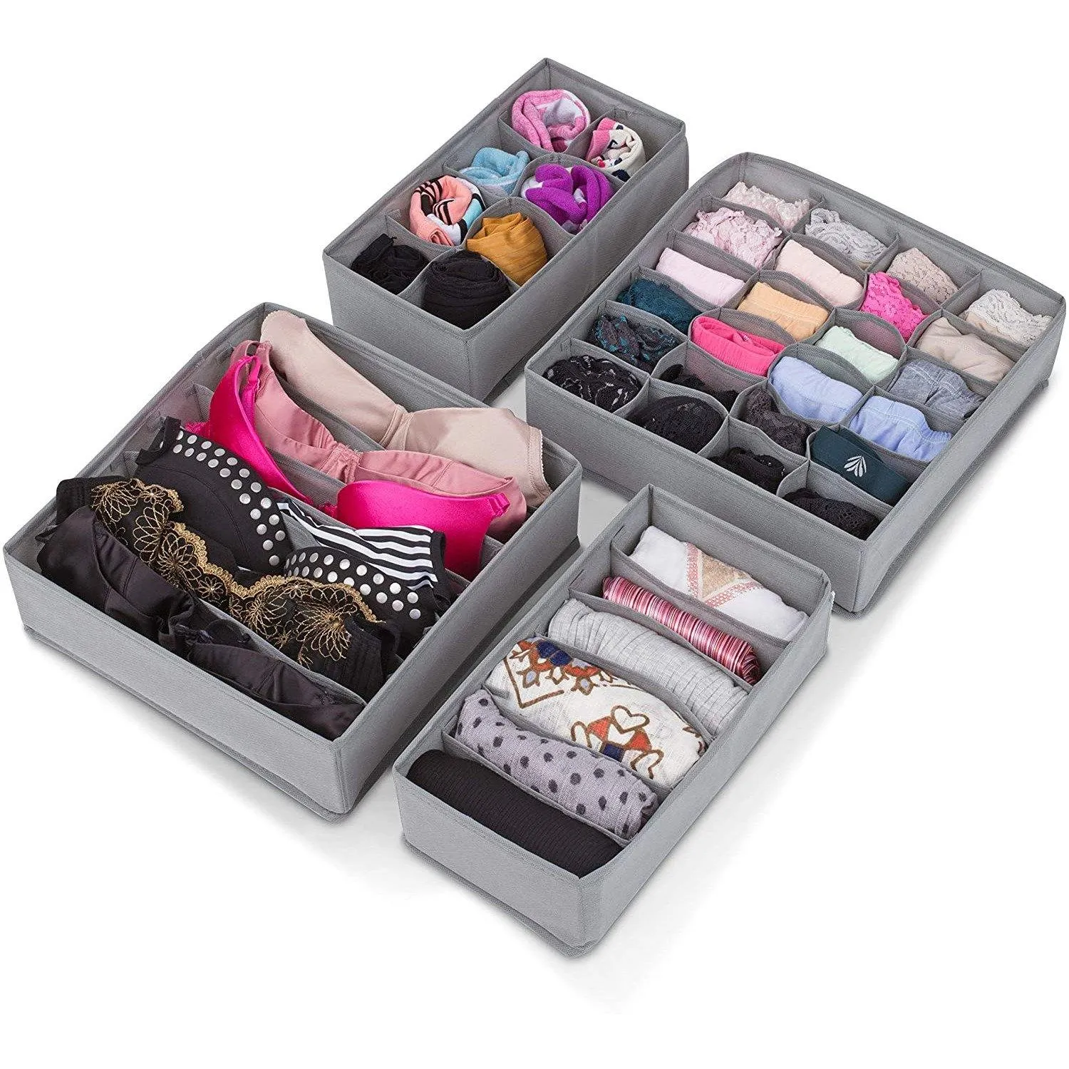 Double R Bags Dresser Drawer Underwear Organizer Grey Pack Of 4