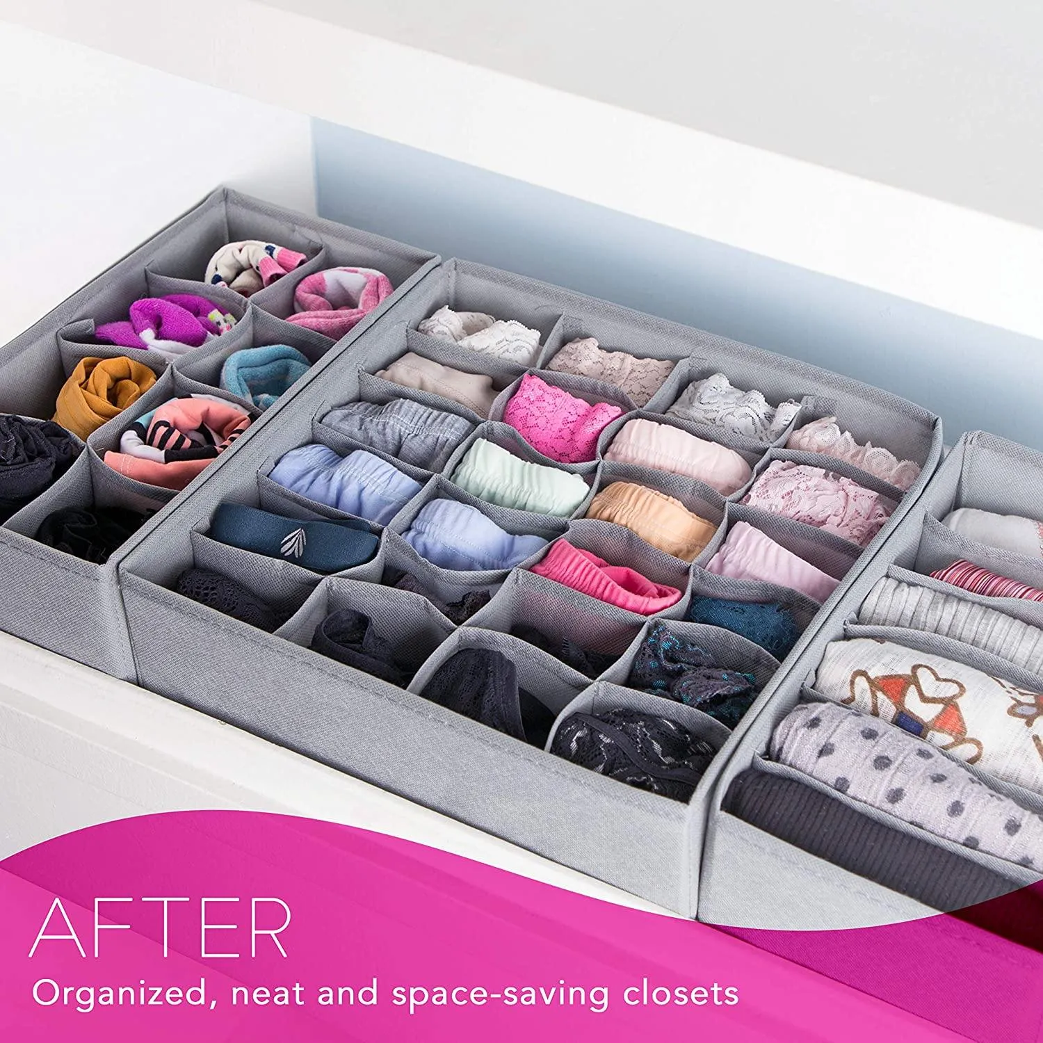 Double R Bags Dresser Drawer Underwear Organizer Grey Pack Of 4
