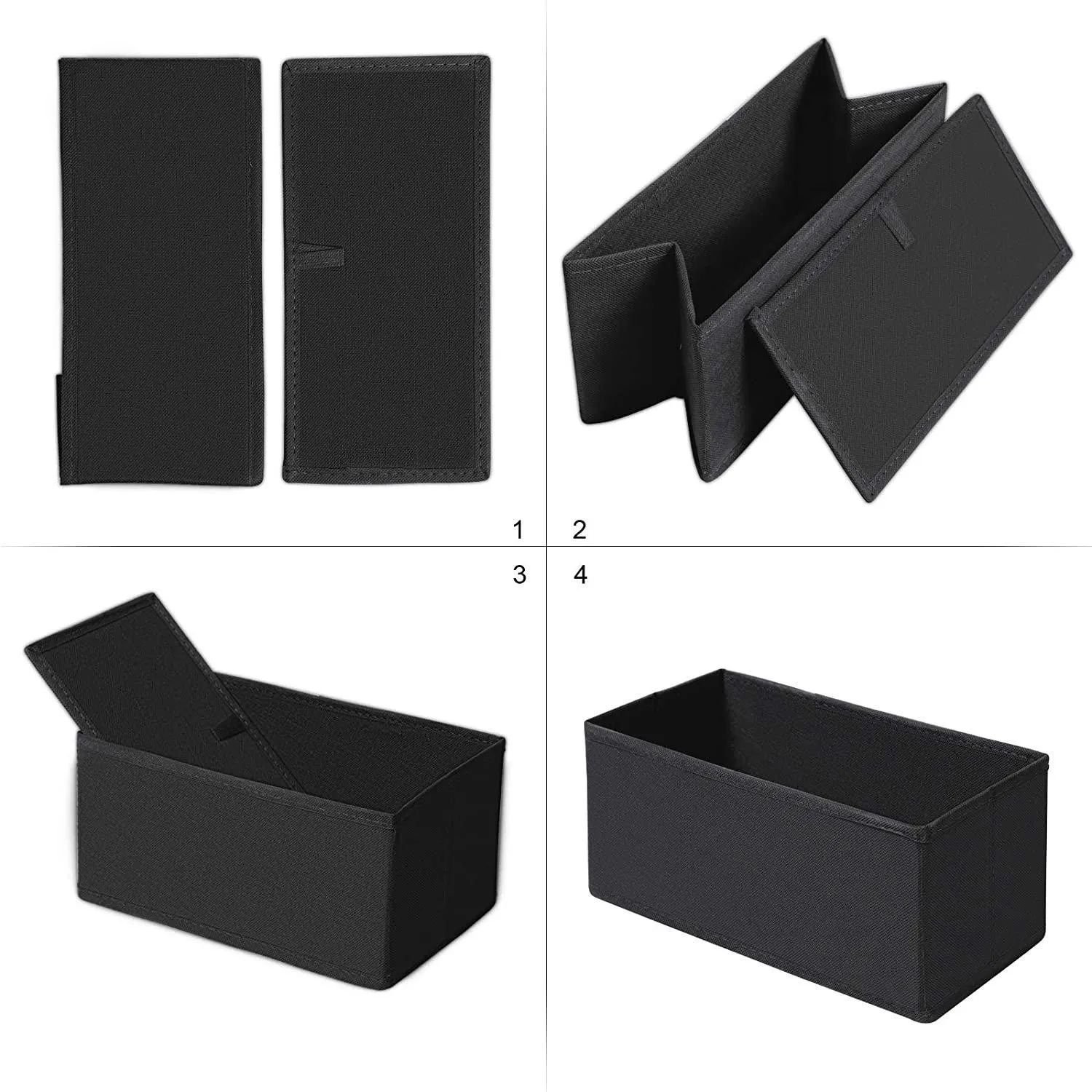 DOUBLE R BAGS No Smell Foldable Cloth Storage Cube with Drawers for Underwear Bras Socks Ties Scarves Set of 6 (Black)