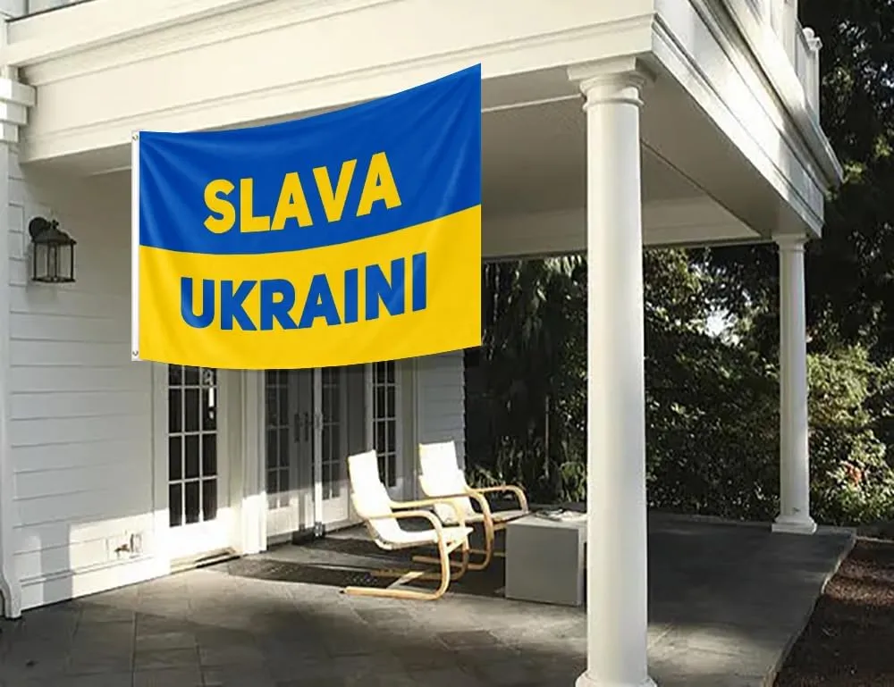 Double Sided Slava Ukraini Flag 3x5FT Ukrainian National Flag Fade Proof Polyester with Brass Grommets Indoor Outdoor(Slava, 3x5FT 3PLY)