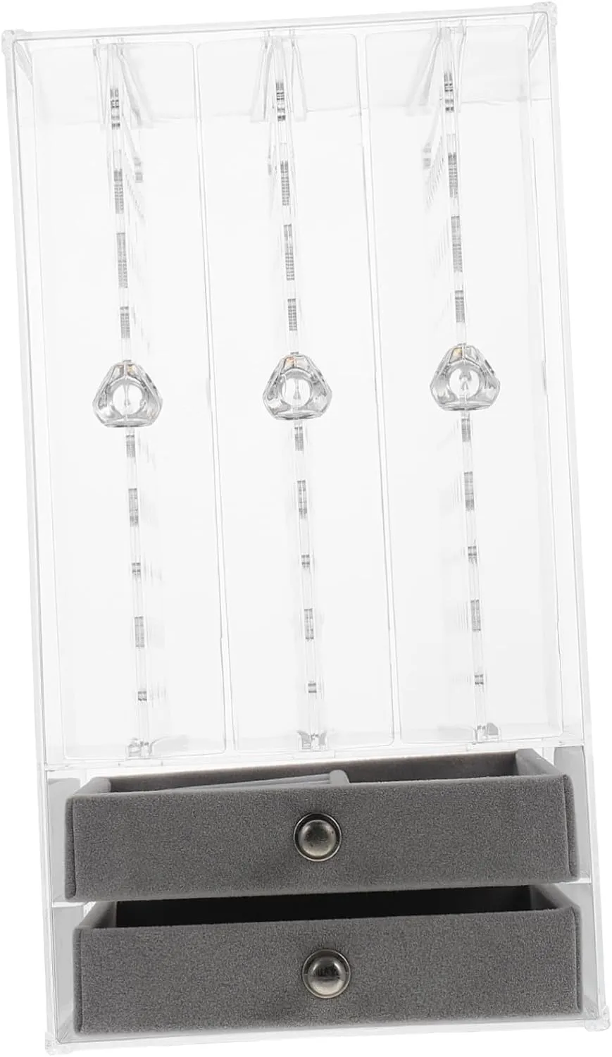 Double Transparent Jewelry Box for Earrings and Necklaces Display Case with Cover for Home Storefront and Trade Shows