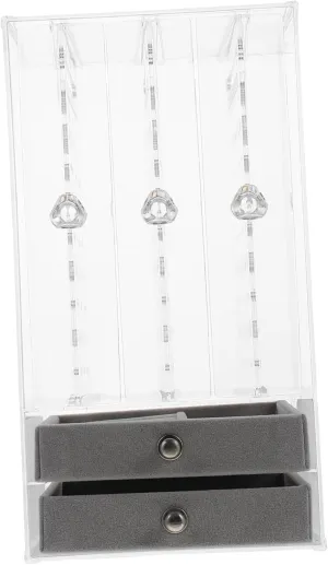 Double Transparent Jewelry Box for Earrings and Necklaces Display Case with Cover for Home Storefront and Trade Shows