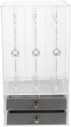 Double Transparent Jewelry Earrings and Necklace Storage Case Stylish Organizer Display Box for Earrings Necklaces and Accessories Modern Design