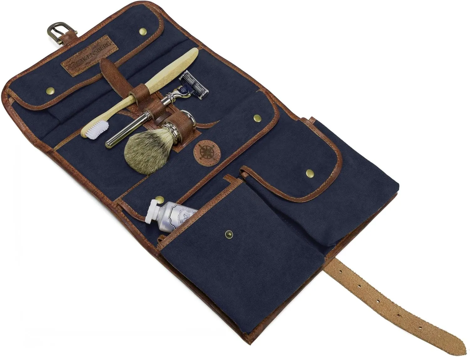 DRAKENSBERG Wash Bag 'Sid' - old world toiletry kit and wet pack to hang up, toiletries organizer, foldable, handmade, canvas