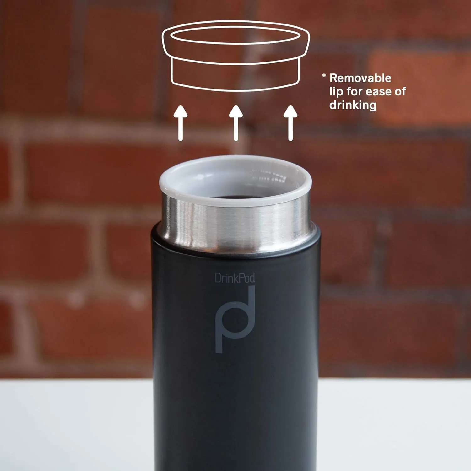 Drinkpod Grunwerg HCF-200BK Vacuum Insulated Capsule Flask, Stainless Steel, Black, 200ml