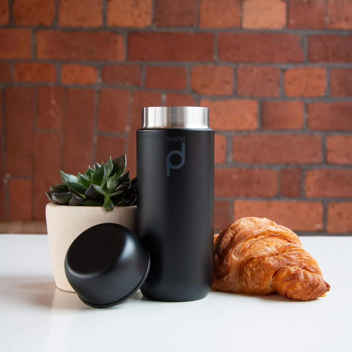 Drinkpod Grunwerg HCF-200BK Vacuum Insulated Capsule Flask, Stainless Steel, Black, 200ml