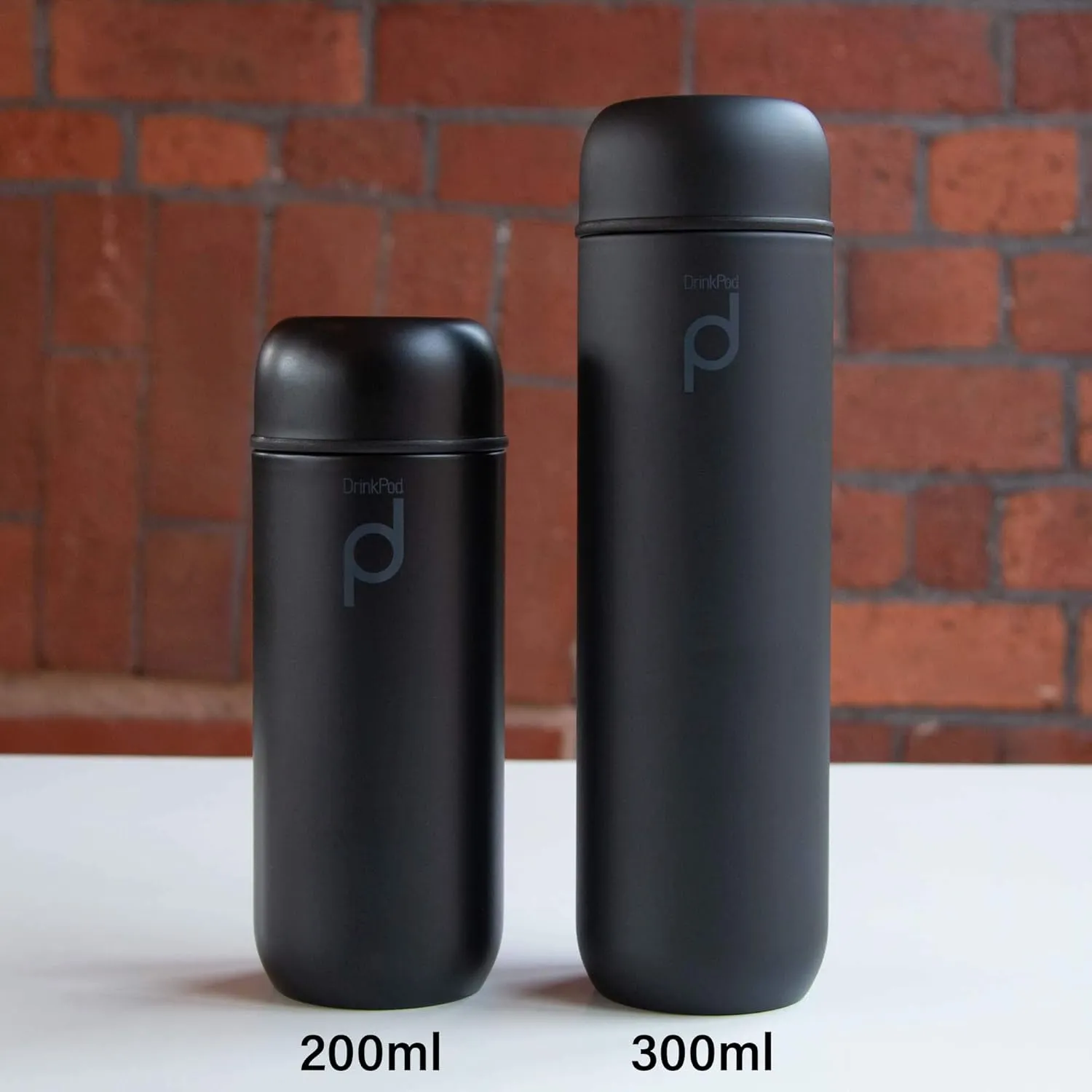 Drinkpod Grunwerg HCF-200BK Vacuum Insulated Capsule Flask, Stainless Steel, Black, 200ml