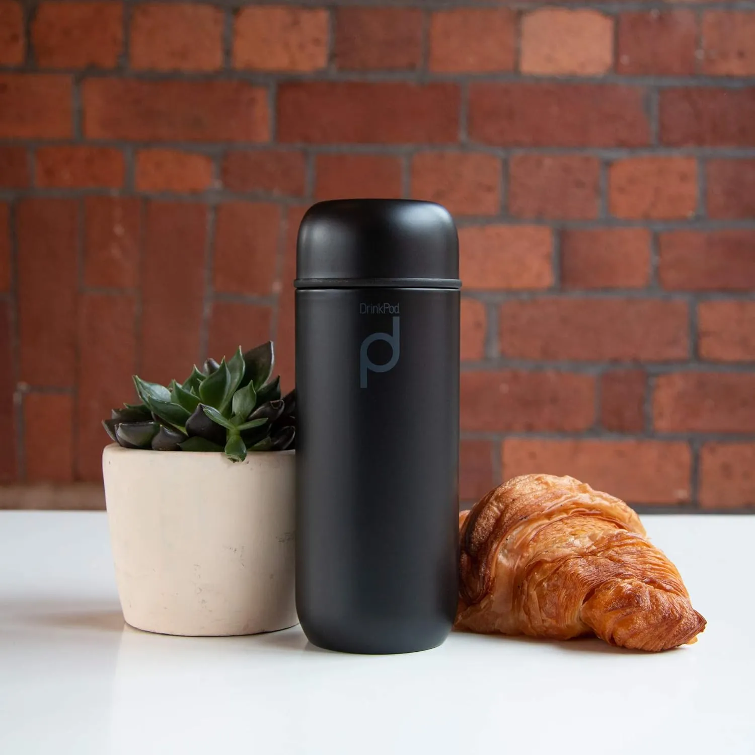 Drinkpod Grunwerg HCF-200BK Vacuum Insulated Capsule Flask, Stainless Steel, Black, 200ml
