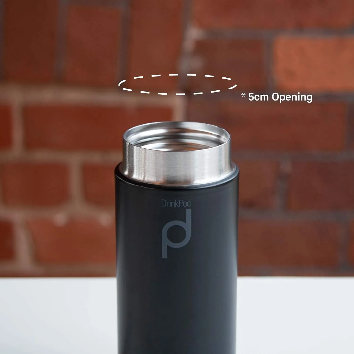 Drinkpod Grunwerg HCF-200BK Vacuum Insulated Capsule Flask, Stainless Steel, Black, 200ml
