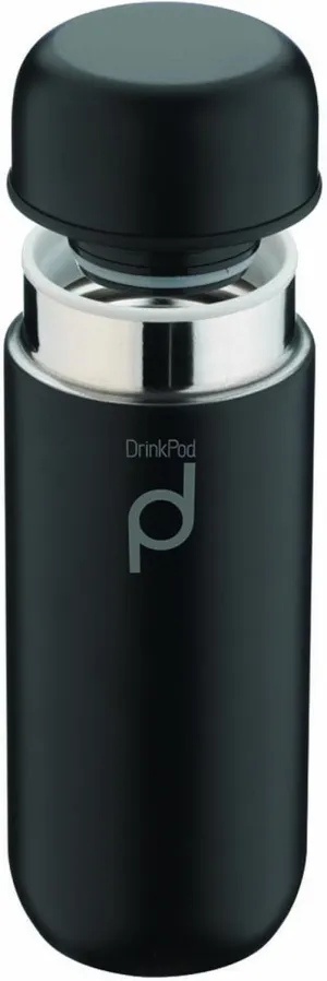 Drinkpod Grunwerg HCF-200BK Vacuum Insulated Capsule Flask, Stainless Steel, Black, 200ml