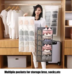 Dual-Sided Hanging Closet Organizer with 30 Mesh Pockets
