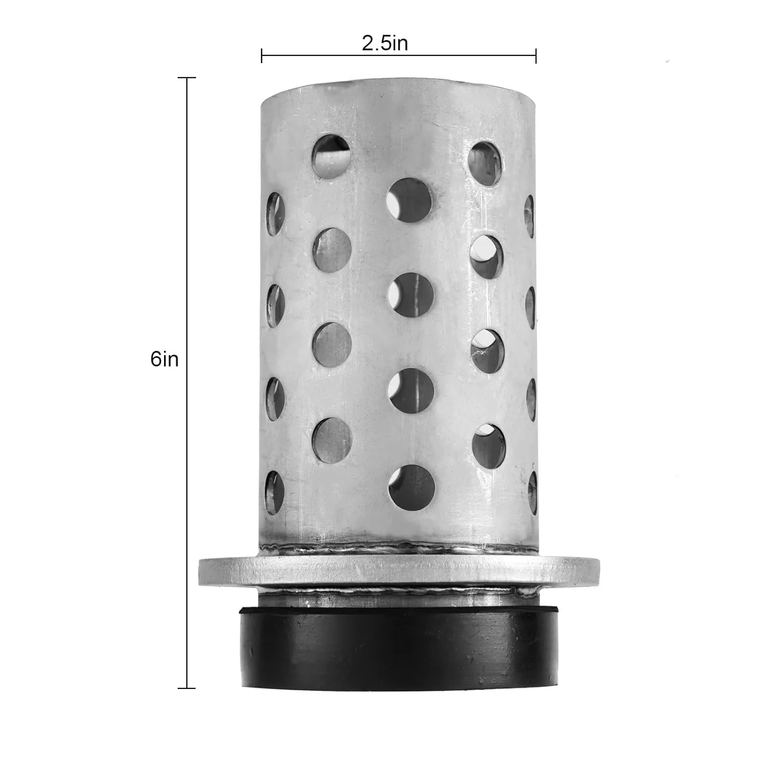 DZQ Perforated Casting Flask Vacuum Casting, 304 Stainless Steel Flanged with Rubber Sprue Base, Various Sizes for Metal Casting (2.5" x 6")