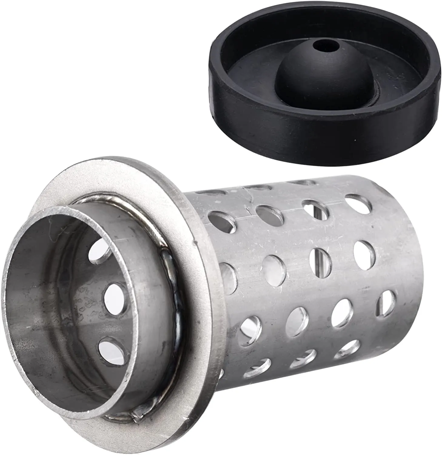 DZQ Perforated Casting Flask Vacuum Casting, 304 Stainless Steel Flanged with Rubber Sprue Base, Various Sizes for Metal Casting (2.5" x 6")
