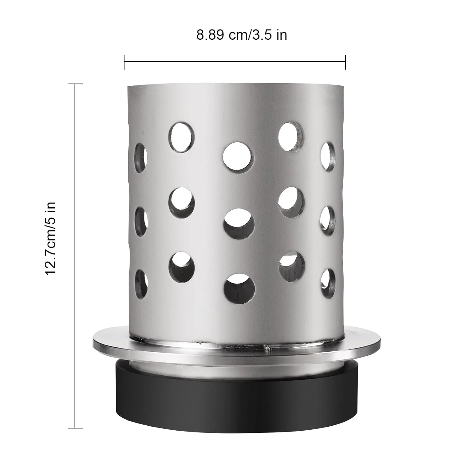 DZQ Perforated Casting Flask Vacuum Casting Stainless Steel Wall Flanged with Rubber Sprue Base(3.5" x 5")