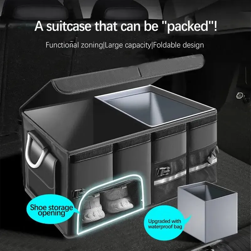 Eco-Friendly Foldable Car Trunk Organizer - Large Capacity with Waterproof Storage Bag