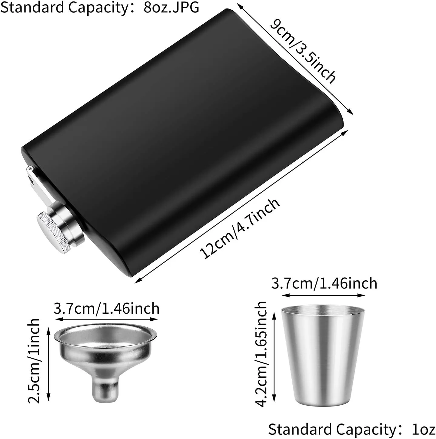 Elcoho 6 Sets 8 Ounce Stainless Steel Hip Flask Fluid-tight Flask Set with 6 Pieces Stainless Steel Shot Cups and Funnel