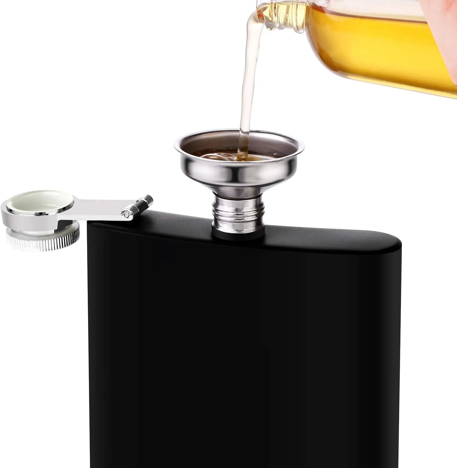 Elcoho 6 Sets 8 Ounce Stainless Steel Hip Flask Fluid-tight Flask Set with 6 Pieces Stainless Steel Shot Cups and Funnel