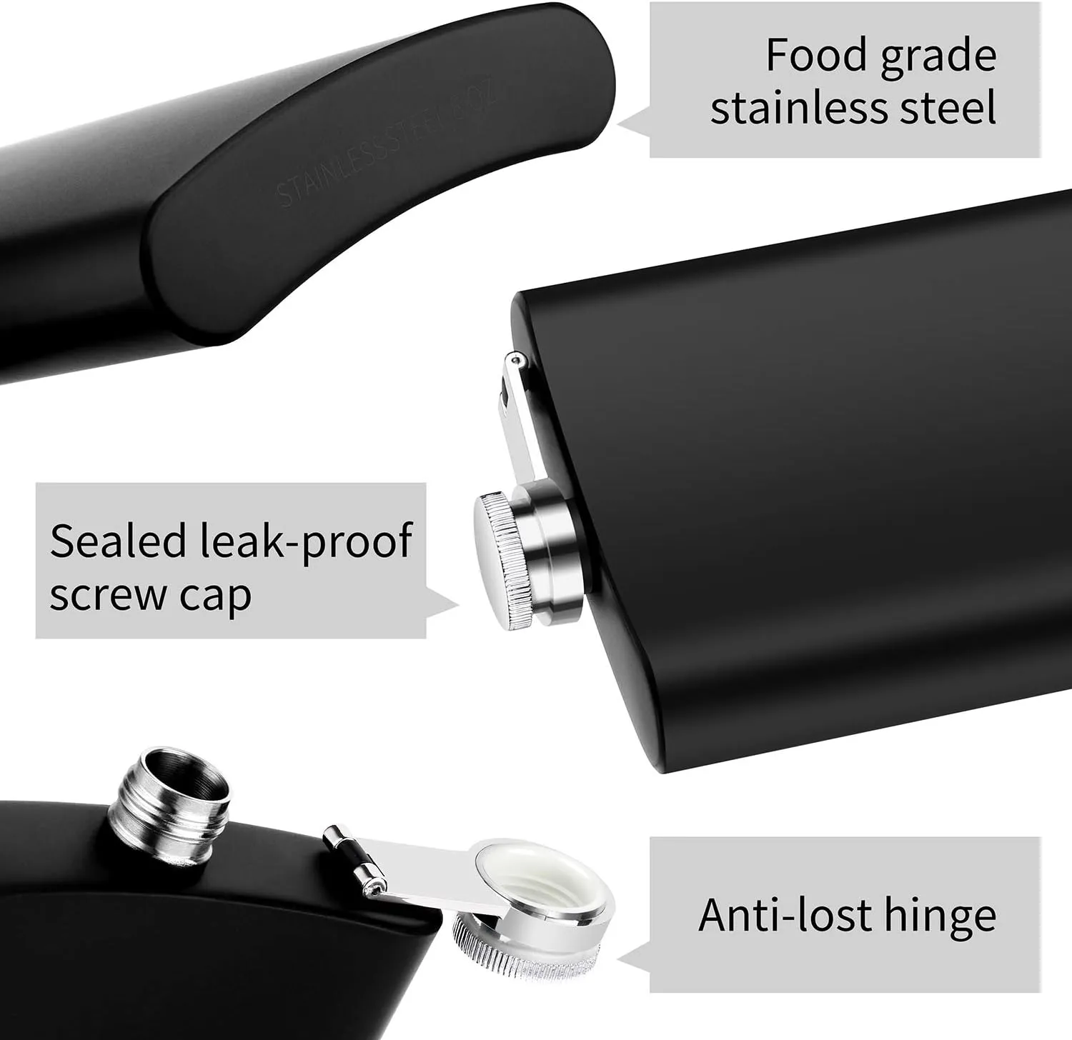 Elcoho 6 Sets 8 Ounce Stainless Steel Hip Flask Fluid-tight Flask Set with 6 Pieces Stainless Steel Shot Cups and Funnel