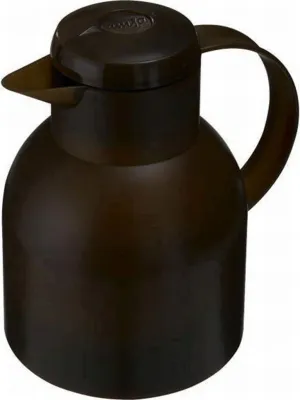 Emsa 509820 Samba Quick Press Closure Vacuum jug, 1.0 litres, Translucent Dark Brown