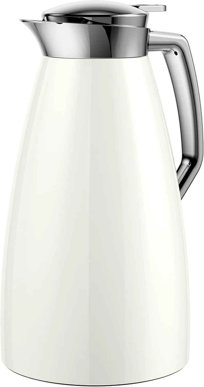 Emsa 514185 Plaza Quick-Tip Vacuum jug, 1.0 litres, ice White, 1