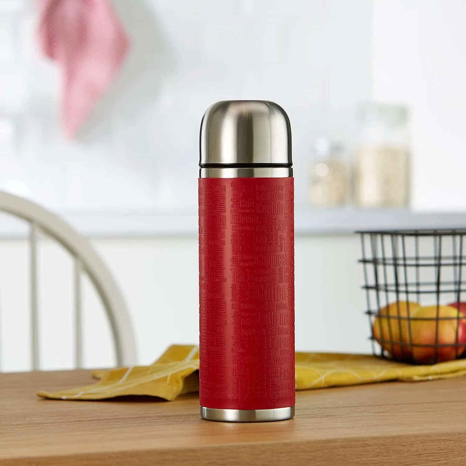 EMSA 515715 Senator Safe Loc Silicone Sleeve Insulated Flask, 1.0 litres, red