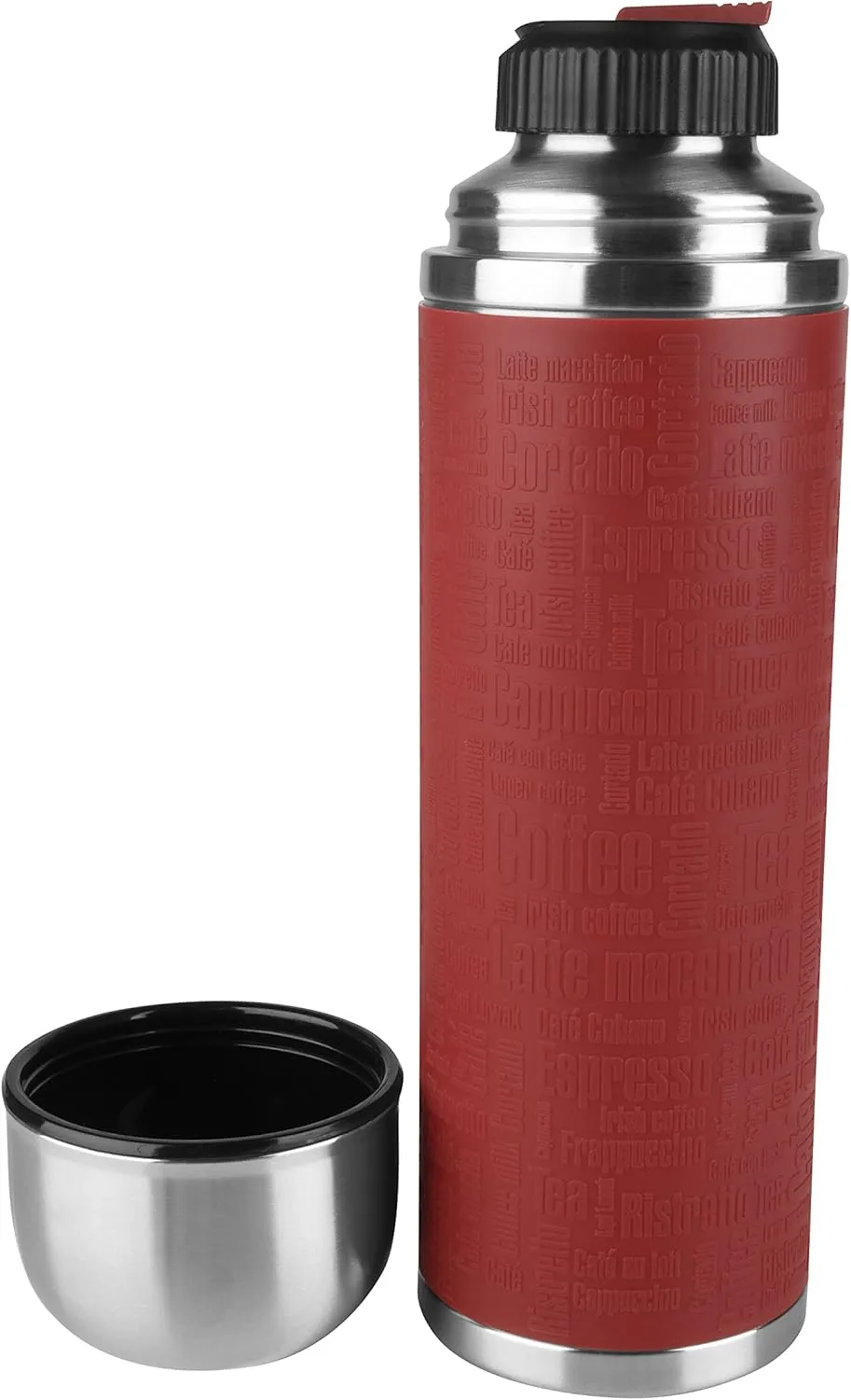 EMSA 515715 Senator Safe Loc Silicone Sleeve Insulated Flask, 1.0 litres, red
