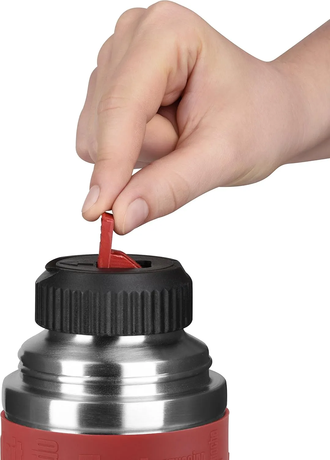 EMSA 515715 Senator Safe Loc Silicone Sleeve Insulated Flask, 1.0 litres, red