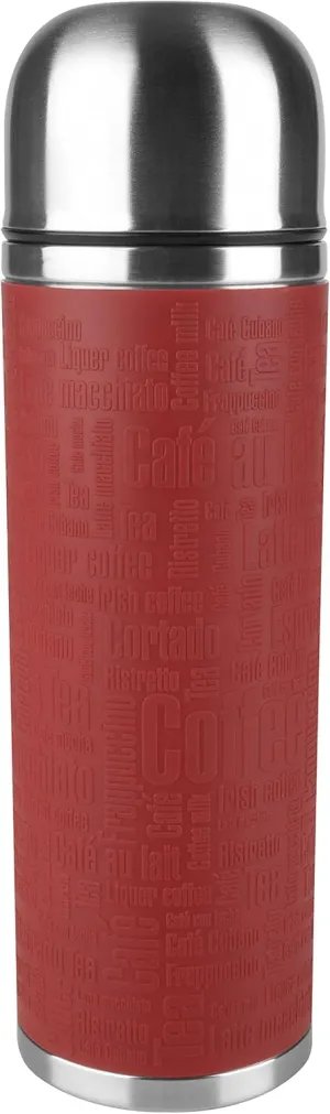 EMSA 515715 Senator Safe Loc Silicone Sleeve Insulated Flask, 1.0 litres, red