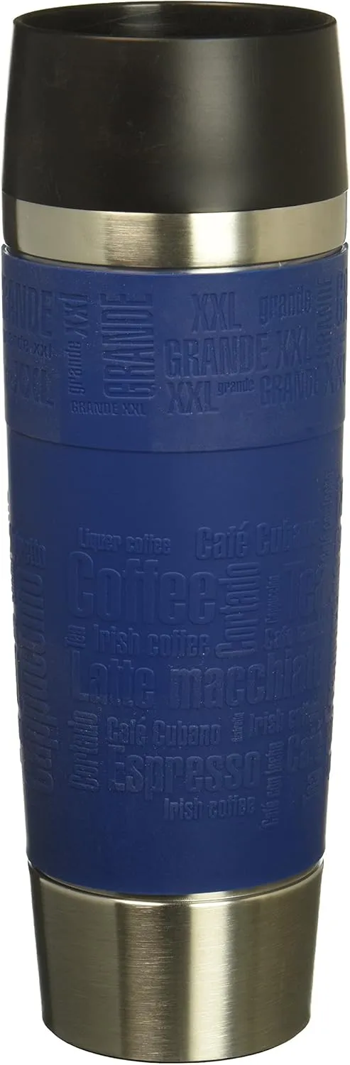 EMSA Germany: Travel Mug Grande - Premium High Performance German Engineered Thermos Vacuum Flask Tumbler, 17oz, Blue