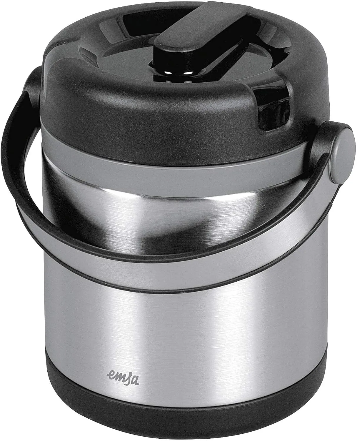 EMSA Mobility Insulated Flask for Hot and Cold Food, Black/Grey, 1.2 L