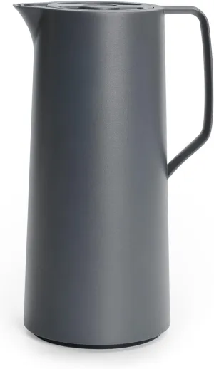Emsa N41701 Motiva Vacuum Jug 1 Litre Quick Press Closure 12 Hours Hot 24 Hours Cold Glass Flask Made in Germany Nordic Design Anthracite