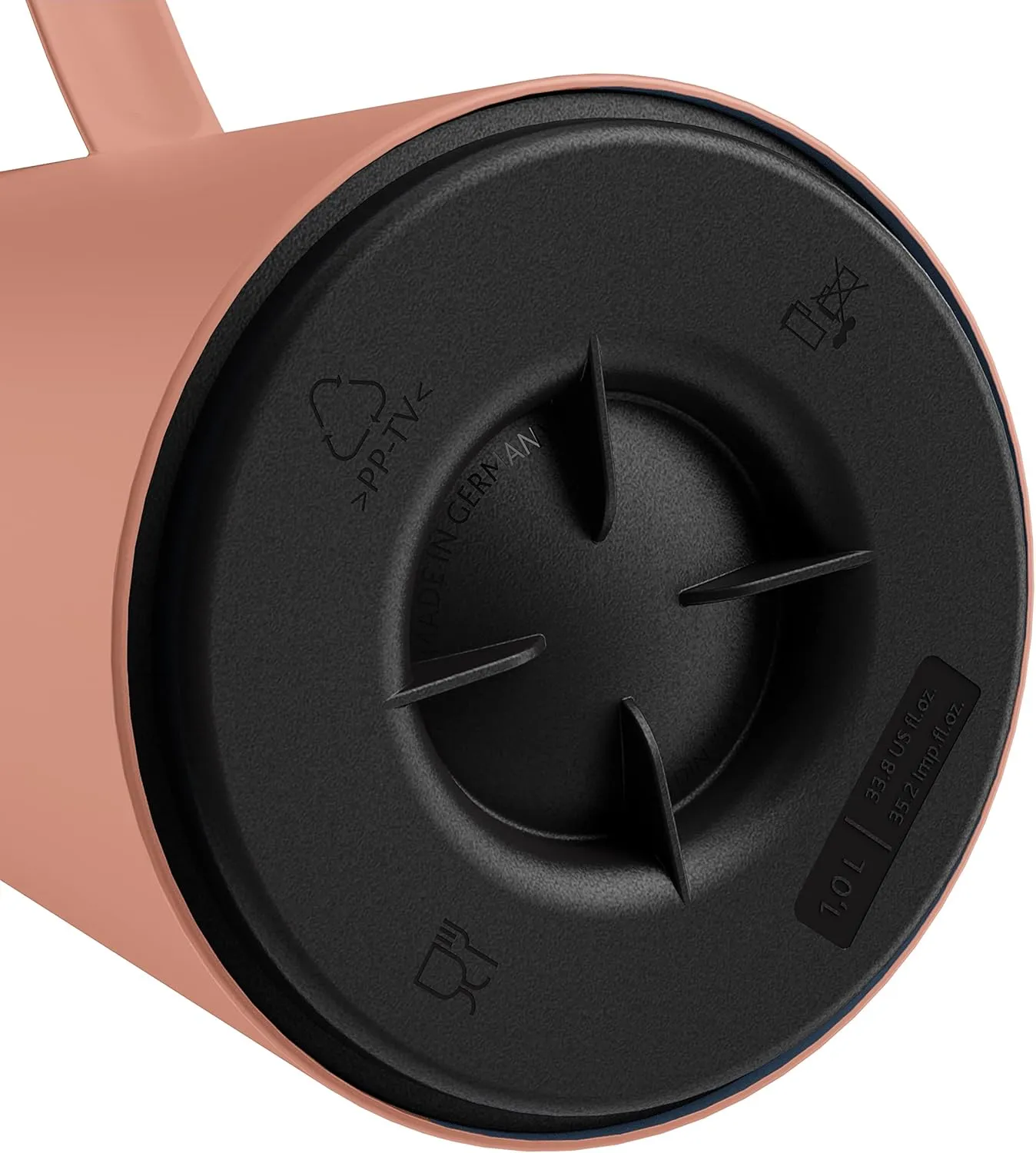 Emsa N41709 Motiva Vacuum Jug | 1 Litre | Quick Press Closure | 12 Hours Hot, 24 Hours Cold | Glass Bulb | Made in Germany | Nordic Design | Terracotta