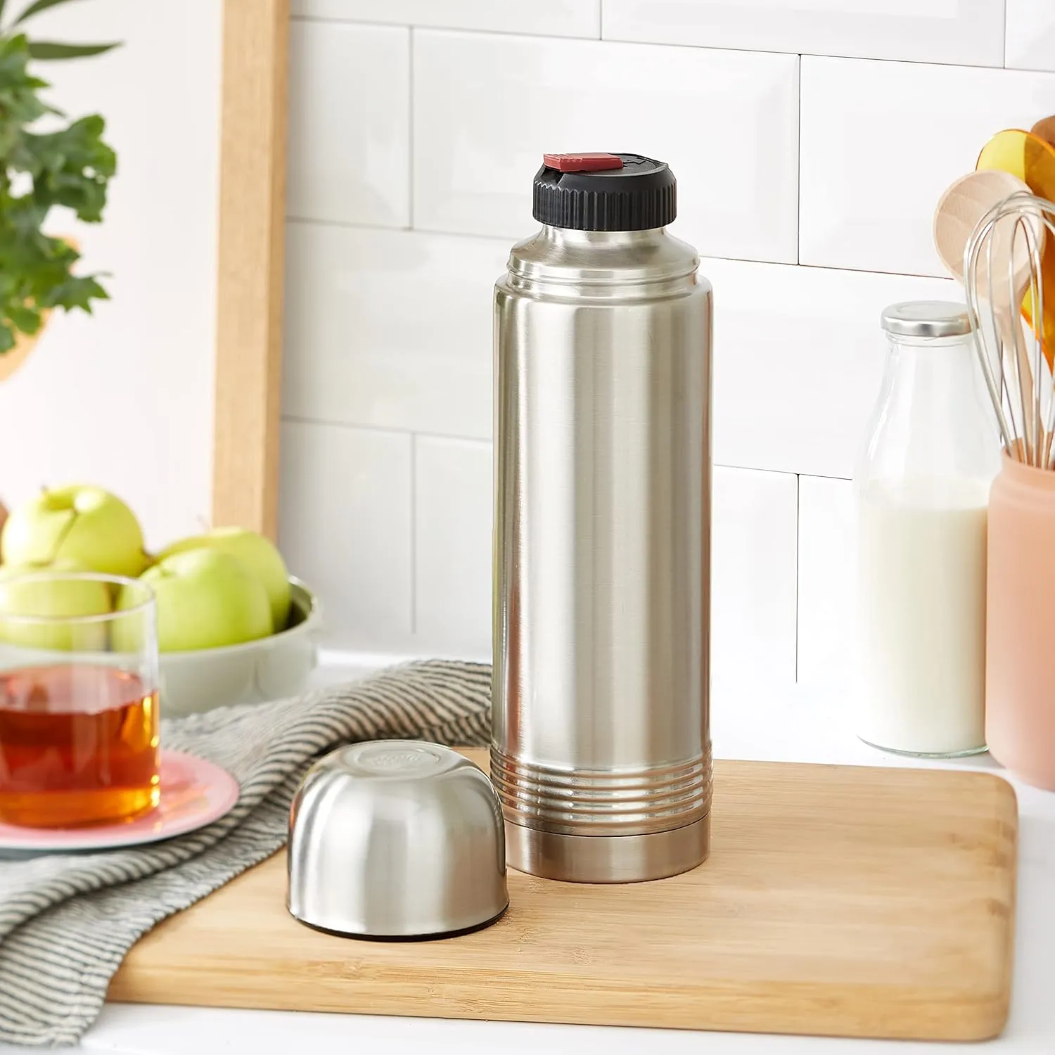 Emsa "Senator" 33.8 oz Vacuum Flask from Stainless Steel, Silver