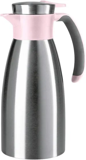 Emsa Soft Grip N4120300 Insulated Jug, 1 Litre, Stainless Steel, 12 Hours Hot   24 Hours Cold, Leak-Proof, Non-Slip Handle, Powder Pink Colour