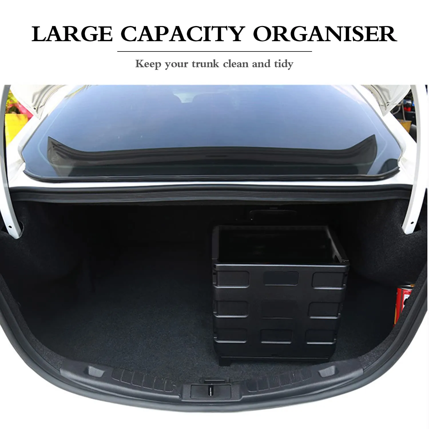Ergocar Car Trunk Organizer Foldable Car Boot Tidy Storage Box Trolley Case Car Boot Storage Organiser for Car/SUV/Truck (Black)
