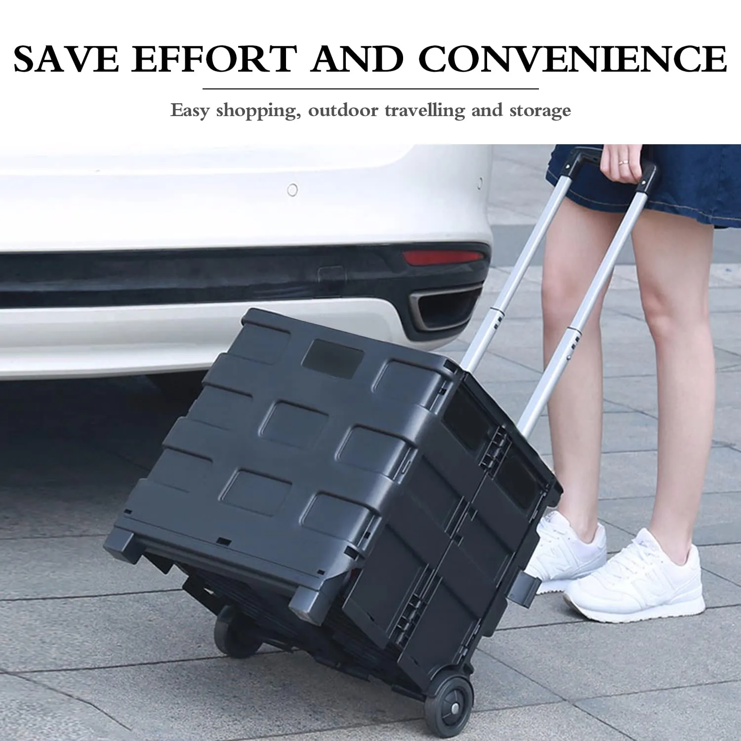 Ergocar Car Trunk Organizer Foldable Car Boot Tidy Storage Box Trolley Case Car Boot Storage Organiser for Car/SUV/Truck (Black)