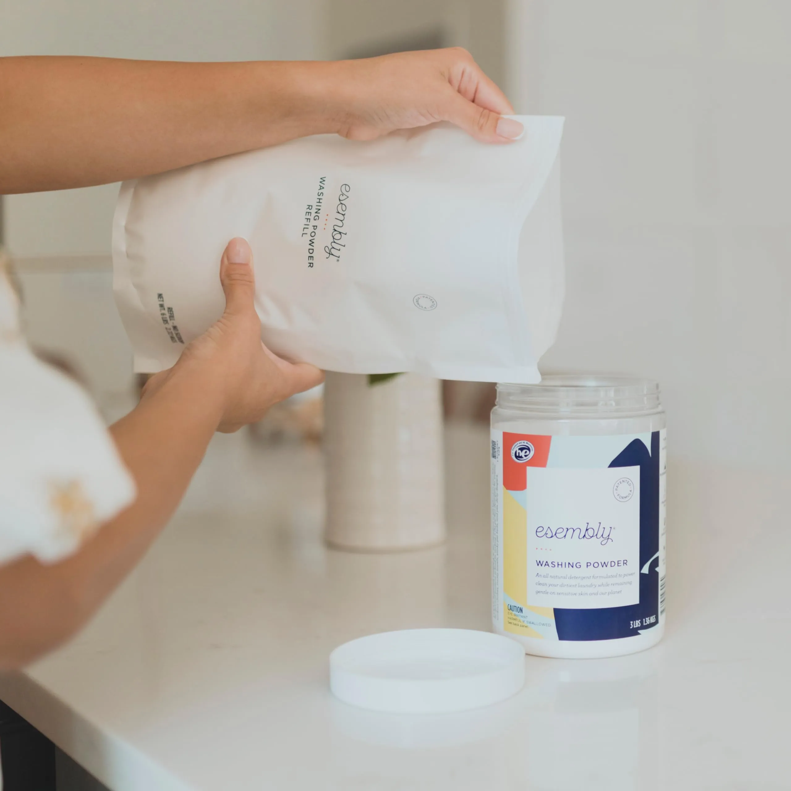Esembly Bundle: Pail Deodorant, Cloth Diaper Laundry Detergent (3lbs Canister), and Pail Pouch (Sea Salt)