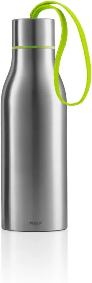 Eva Solo Thermo Bottle with Strap, Brushed Stainless Steel, 1/2-liter (Lime)