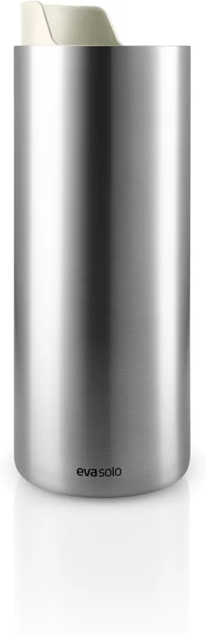 Eva Solo | Urban To Go Cup 0.35 l | Double-Walled Thermo Cup with Vacuum Insulation | Dishwasher-safe Cup with Practical Easy Grab Strap & Click Lid | Coconut