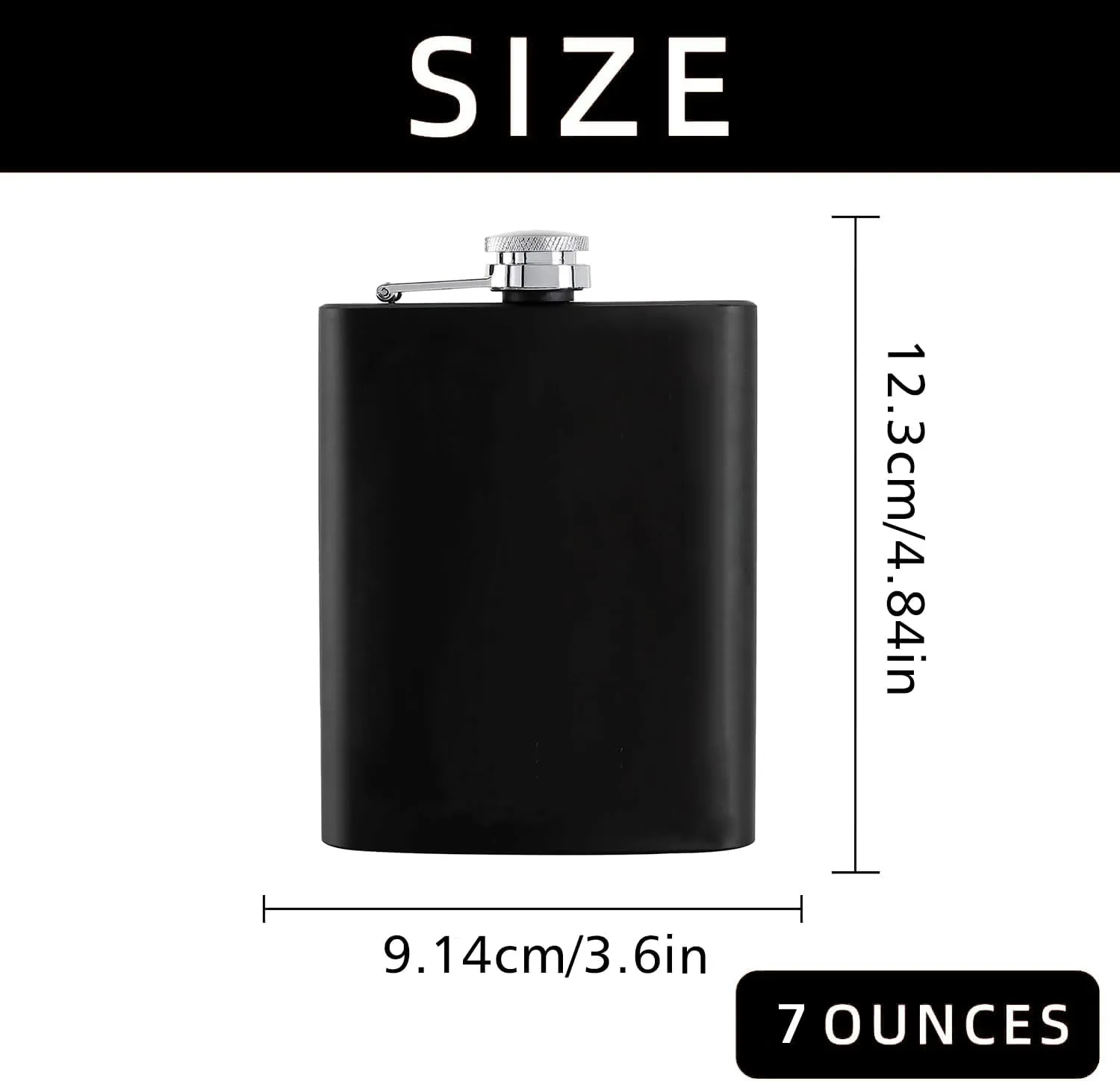 Father Day Gifts Personalized Flask - Custom Customized Text Picture Stainless Steel Pocket Hip Whiskey Flask for Liquor Personalized Gifts for Men Dad Husband Boyfriend (7oz, Black)